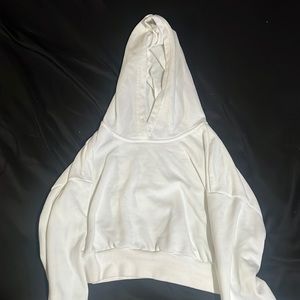 White crop hoodie